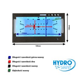Wanna z hydromasażem prostokątna 180x100 cm Boston 926B Hydrosan