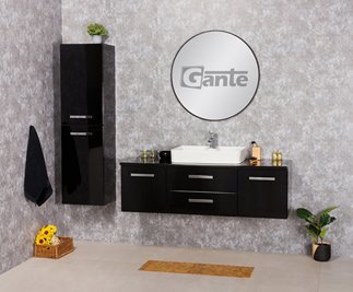 Czarna szafka wisząca z umywalką 140 cm Luna seria Fokus C