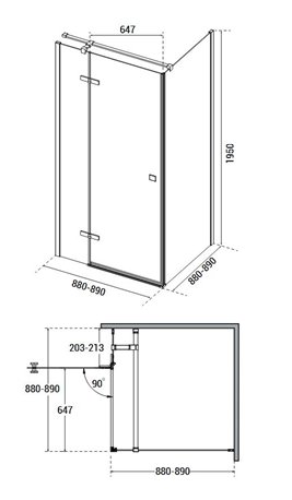 Stal szczotkowana kwadratowa kabina prysznicowa 90x90 lewa Pixa Besco PKL-90-195GR zdjęcie 8