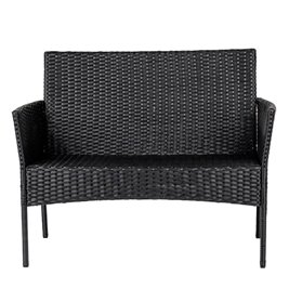 Zestaw mebli ogrodowych z technorattanu stół, sofa, krzesła dla 4 osób Luiza czarny