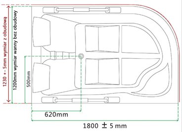 Wanna z hydromasażem asymetryczna Venezia 761 L 180x120