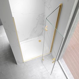 składane drzwi wnękowe złoty szczotkowany 80 cm