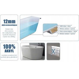 Wanna wolnostojąca czarno-biała 150 cm Cesana Hydrosan