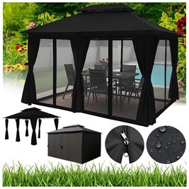 Pawilon ogrodowy KING 400x300 cm z moskitierą czarny