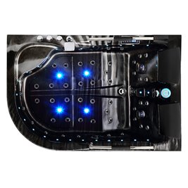 Czarna wanna z hydromasażem asymetryczna Venezia 761 Fala 180x120 prawa