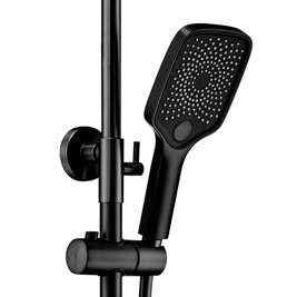 Czarny zestaw prysznicowy z wylewką i termostatem Rob Rea