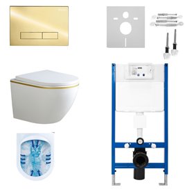 Zestaw podtynkowy kompletny stelaż + miska PEAK-WH-GL-RIM-02 + przycisk ST+H GOLD