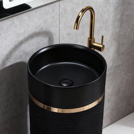 Umywalka wolnostojąca ceramiczna okrągła czarna 86x40 cm SCOT1-BL-WOF-860
