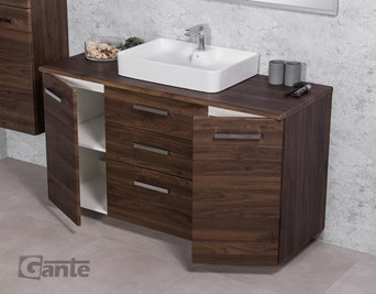 Szafka łazienkowa wisząca z umywalką nablatową 140 cm 50/3 Fokus kolor orzech