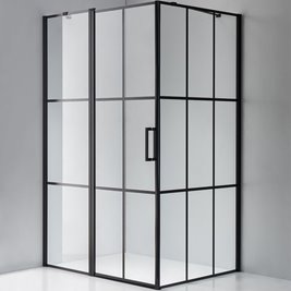 Czarna prostokątna kabina prysznicowa 100x80 drzwi uchylne BS02A