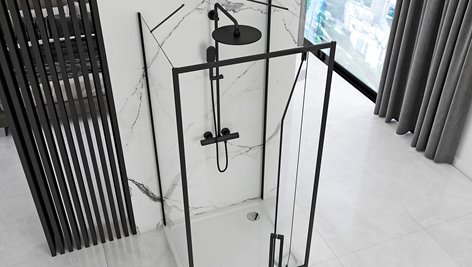 Czarna kabina prysznicowa przyścienna 100x80 Rapid Swing Rea