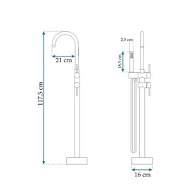 Czarna wolnostojąca bateria wannowa Lungo Ortis Black Rea