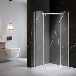 Biała kabina prysznicowa pięciokątna 80x80 drzwi uchylne KZ91A