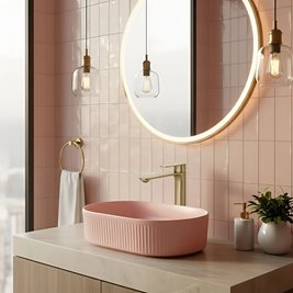 Bateria umywalkowa wysoka złota szczotkowana Rea Drop