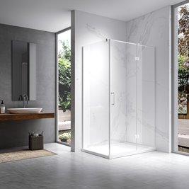 Biała kabina prysznicowa prostokątna drzwi uchylne 110x90 KZ03B