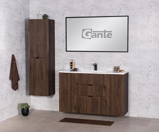 Szafka łazienkowa z lamelami wisząca z umywalką 120 cm 39/3 Victa Lamello kolor orzech