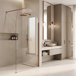 Miedź szczotkowana zaokrąglona ścianka prysznicowa Heaven Rea 120 cm Brush Copper zdjęcie 7