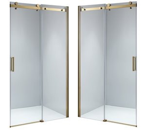 Złote drzwi prysznicowe do wnęki 95-100 cm rozsuwane SH03BG szkło 8 mm