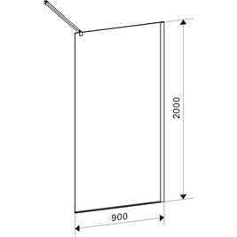Czarna ścianka prysznicowa 90 cm SH05C szkło 8mm