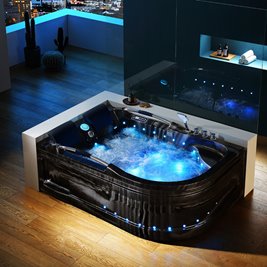 Czarna wanna z hydromasażem Venezia 761 Fala 180x120 lewa