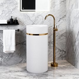 Umywalka wolnostojąca ceramiczna okrągła biała 73x40 cm SCOT1-WH-730