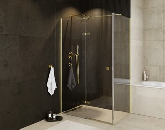 Złota prostokątna kabina prysznicowa 100x80 lewa Pixa Gold Besco