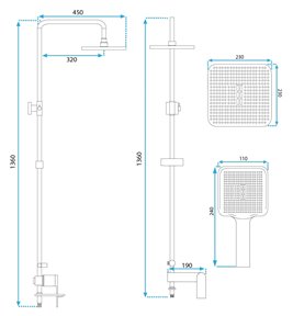 Czarny zestaw prysznicowy z wylewką Storm Rea