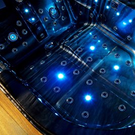 Czarna wanna z hydromasażem Venezia 761 Fala 180x120 lewa