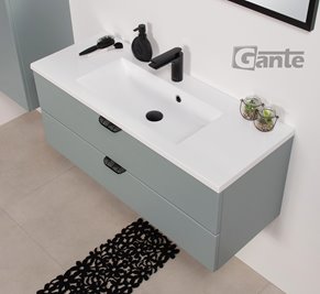 Szafka łazienkowa miętowa z umywalką czarny uchwyt 100 cm Magnolia Gante