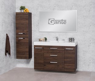 Szafka łazienkowa wisząca z umywalką 120 cm 50/3 Nela Fokus kolor orzech