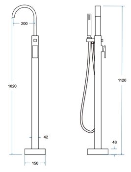 Bateria wannowa wolnostojąca chrom Modern II Besco BW-MII-CH