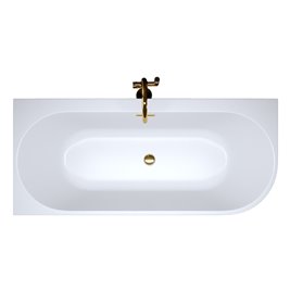 Wanna przyścienna złoty przelew oraz korek narożna lewa 150 cm Mera Hydrosan
