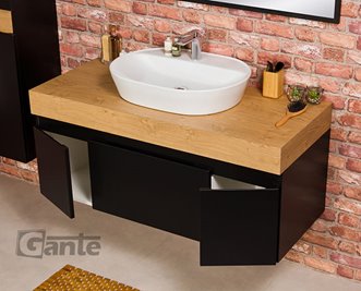 Czarna szafka z blatem i umywalką 120/50 seria Cassini Cz