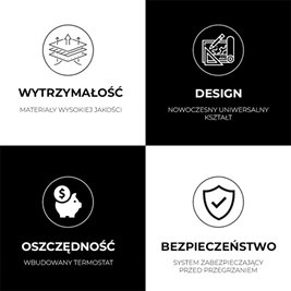 Grzejnik konwektorowy Etna czarny 2000W Wi-Fi