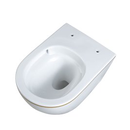 Biała miska wc wisząca złoty rant Rimless Mizu Tornado MIZU-WH-GL-TR-03 Hydrosan