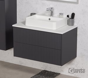 Szafka łazienkowa wisząca frezowana z umywalką 80 cm Mirage kolor szary mat