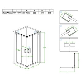 Czarna kabina prysznicowa kwadratowa 100x100 drzwi rozsuwane BL30C