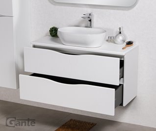 Szafka łazienkowa wisząca ONDA 100 cm biała z umywalką Gante