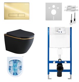 Zestaw podtynkowy kompletny stelaż + miska MIZU-MTB-GL-RIM + przycisk ST+H GOLD