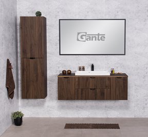 Szafka łazienkowa z lamelami wisząca z umywalką nablatową 120 cm 39/2 Victa Lamello kolor orzech