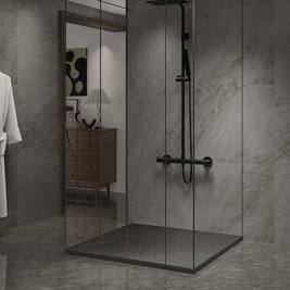 Czarny brodzik prysznicowy kwadratowy o strukturze kamienia 80x80 cm Riko Hydrosan