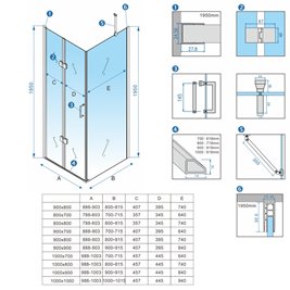 Chromowana kabina prysznicowa prostokątna drzwi pojedyncze składane 90x80 ZES-KZ20C-90X80