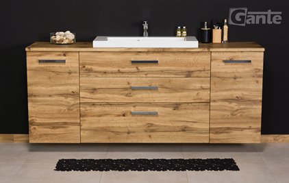 Szafka wisząca z umywalką kolor dąb naturalny 180 cm 180/39/C3 seria Fokus NE