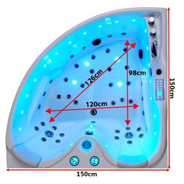 Wanna narożna z hydromasażem narożna 150x150 cm Roma 764 Hydrosan Prawa