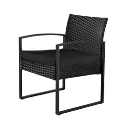 Zestaw mebli ogrodowych z technorattanu stół, sofa, krzesła dla 4 osób Atlas czarny