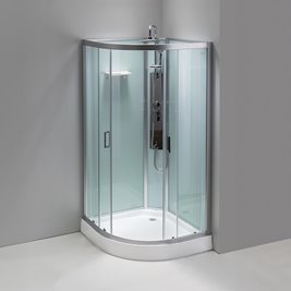 Kabina prysznicowa półokrągła zabudowana profil stal szczotkowana 80x80 Puerto zdjęcie 3