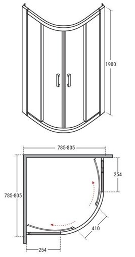 Stal szczotkowana kabina prysznicowa półokrągła szkło przeźroczyste 80x80 cm Modern Besco MPGM-80-190C zdjęcie 5