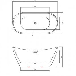 Wanna wolnostojąca czarno biała 160 cm Rica Hydrosan