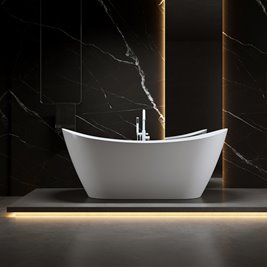 Wanna wolnostojąca biała przelew oraz korek biały 160 cm Rica Hydrosan