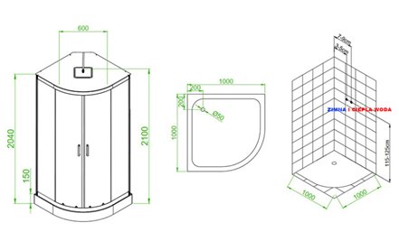 Kabina prysznicowa półokrągła zabudowana jasny środek 100x100 Clara